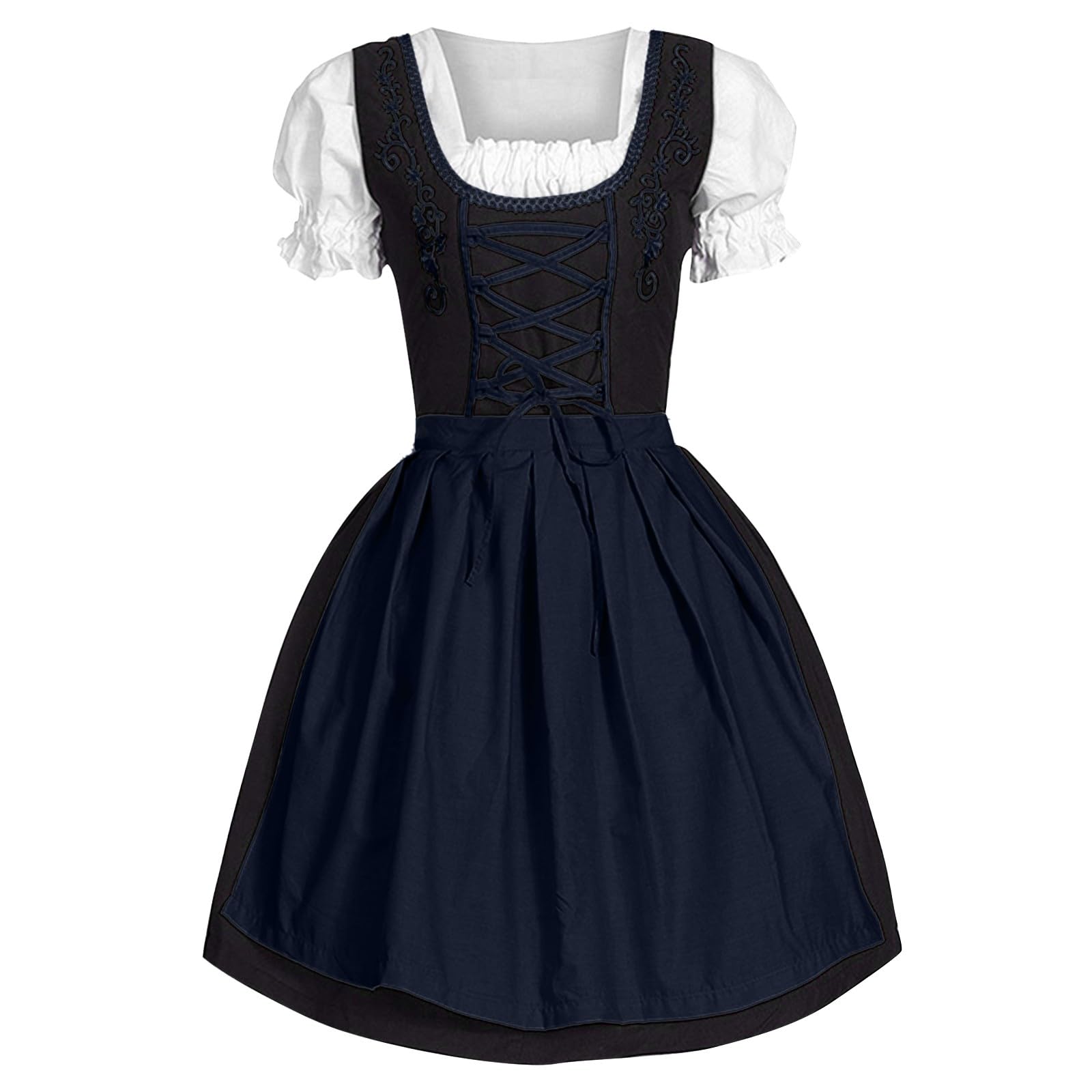 Women Dirndl Dress Oktoberfest Costume German Dirndl Dress 3 Pieces Plaid dirndldress with Apron Fancy Midi Skirt Oktoberfest Outfit Bavarian Costumes for Bavarian Beer Carnival Party