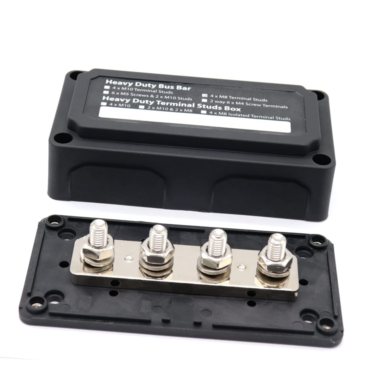 48V Dc Power Distribution Block with Cover for Car Boat Removable Wiring Module High Rated Bus Bar Black Automotive Junction Box for Efficient Power Management