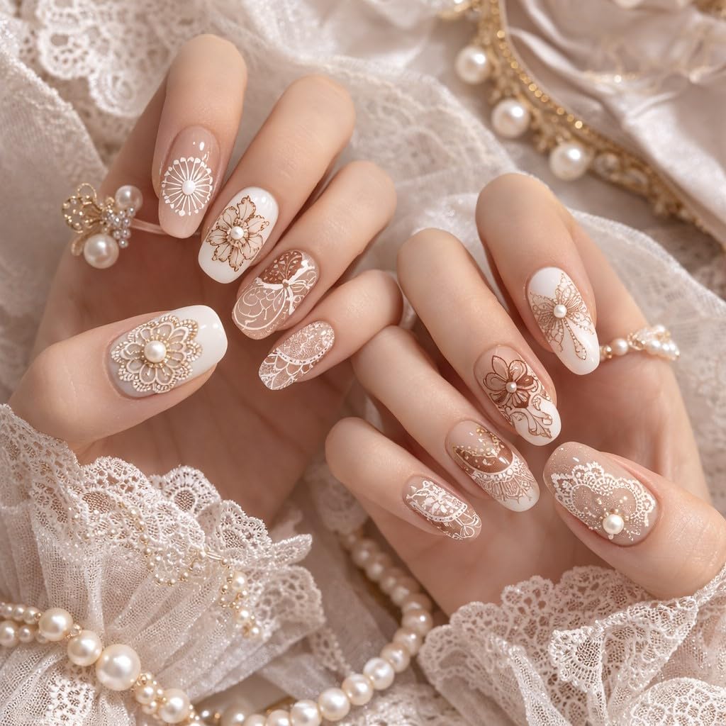 PH PandaHall 3pcs Lace Nail Stamping Plates Retro Lace Trim Nail Art Templates French Tip Nails Image Plates Flower Laces Nail Art Stencils for Women Manicuring Salon Printing Design Supplies