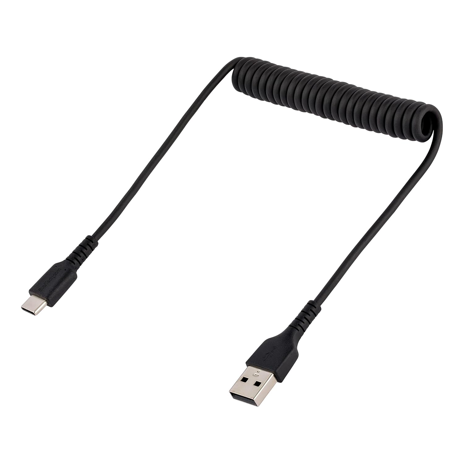 20in [50cm] USB A to C Charging Cable, Coiled Heavy Duty USB 2.0 A to Type-C, Durable Fast Charge & Sync USB-C Cable, Black