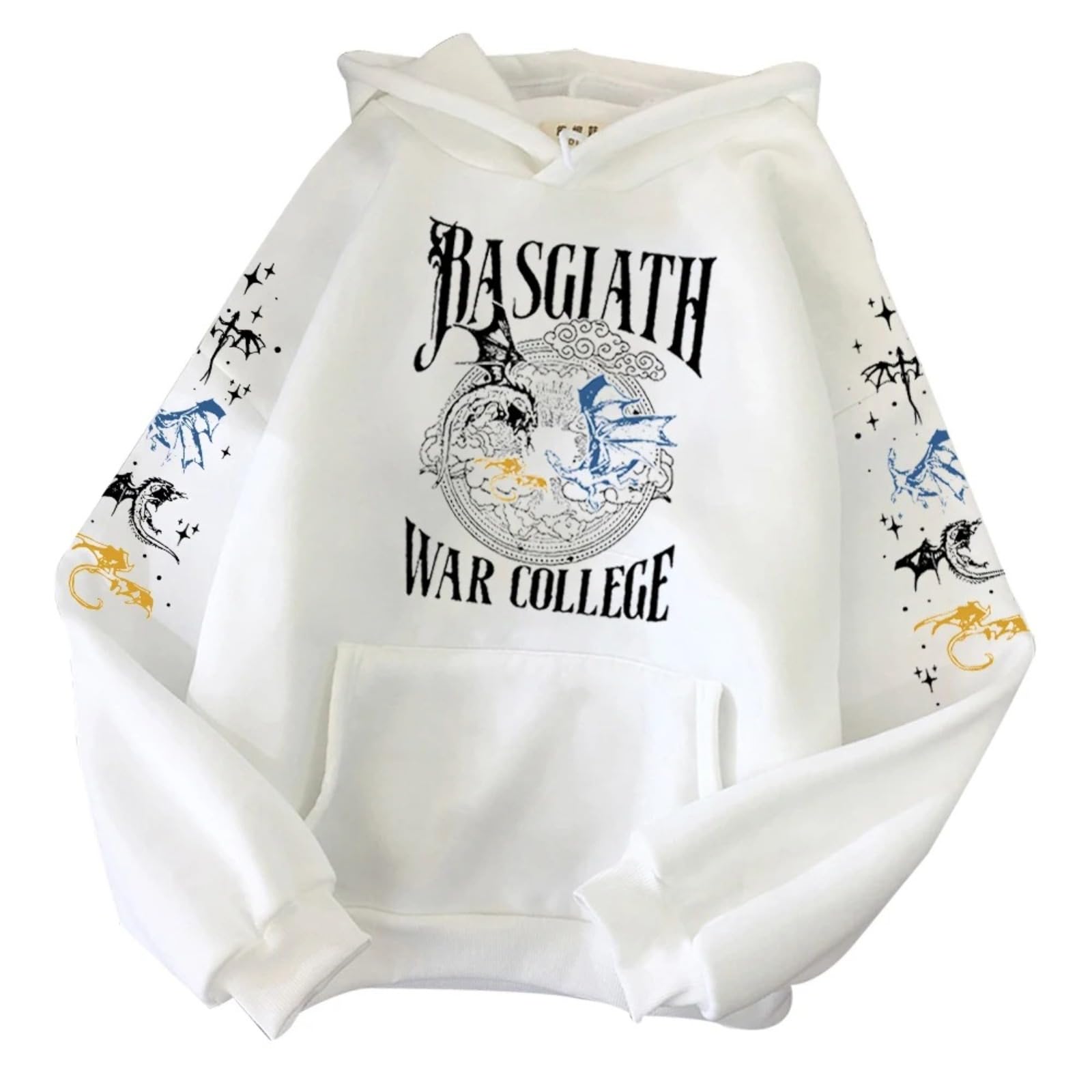 CUTTE Fourth Wing Hoodie | Basgiath War College Graphic Pullover | Fan Merch Sweatshirt Unisex (white,XS)