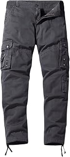 LindoMaker Cargo Trousers for Men UK with Pockets Tactical Pants Ligthweight Quick Dry Hiking Trousers Relaxed Fit Casual Bottoms