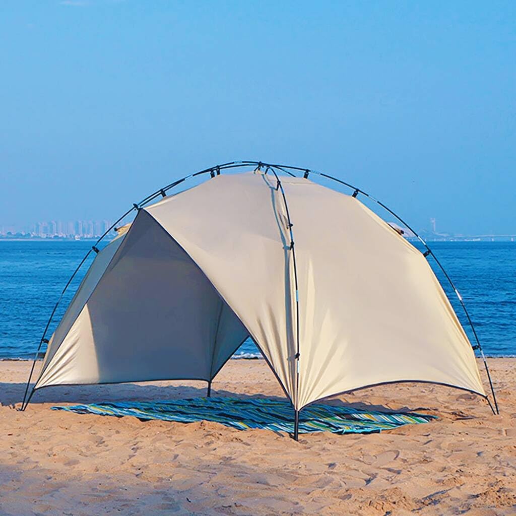 Family Beach Tent Sun Shade – Lightweight & Easy Setup, UPF 50+ UV Protection, 2-4 Person Portable Canopy Shelter for Garden, Park & Camping (Khaki)