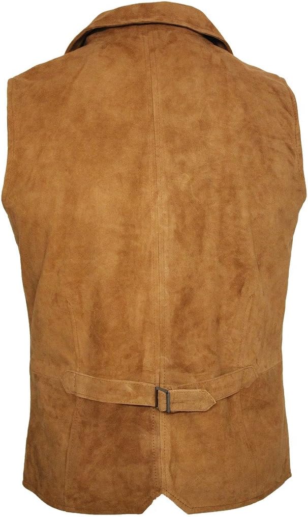 Infinity Men’s Smooth Goat Suede Classic Smart Tan Leather Waistcoat L