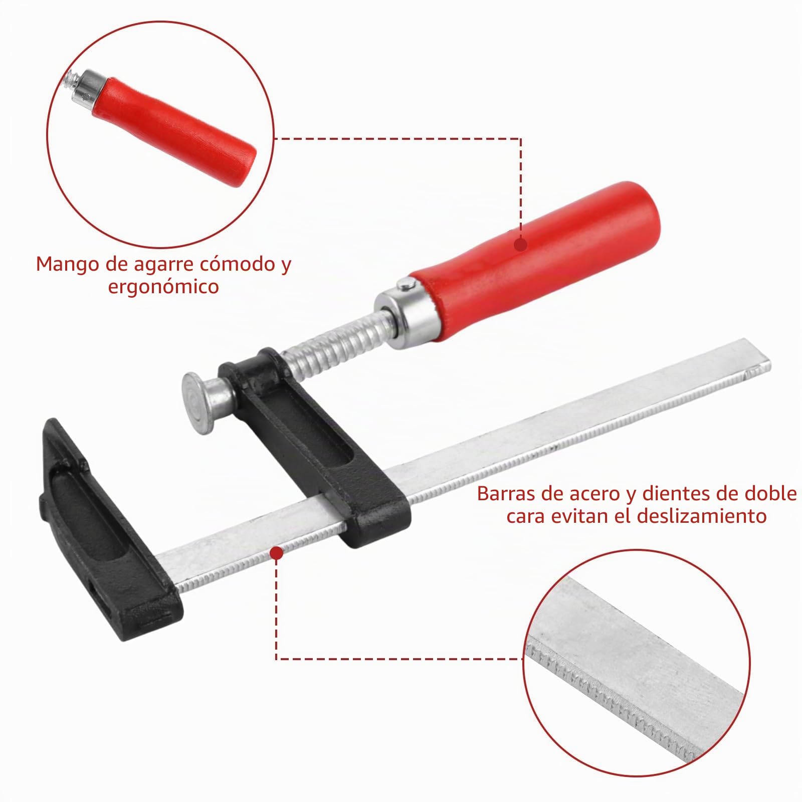 YAYODS Juego de 10 abrazaderas de tornillo, ancho de 150 mm/200 mm, profundidad de la mula de 50 mm/80 mm, pequeñas para madera, rieles de guía, fijación precisa
