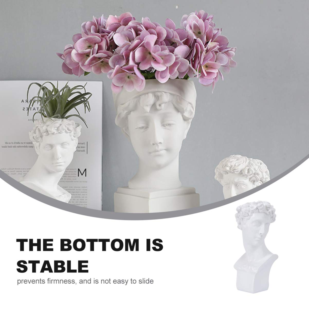 Planter, bust, Art Deco, White, red, unique, garden, house plant, head planter, head pot, head