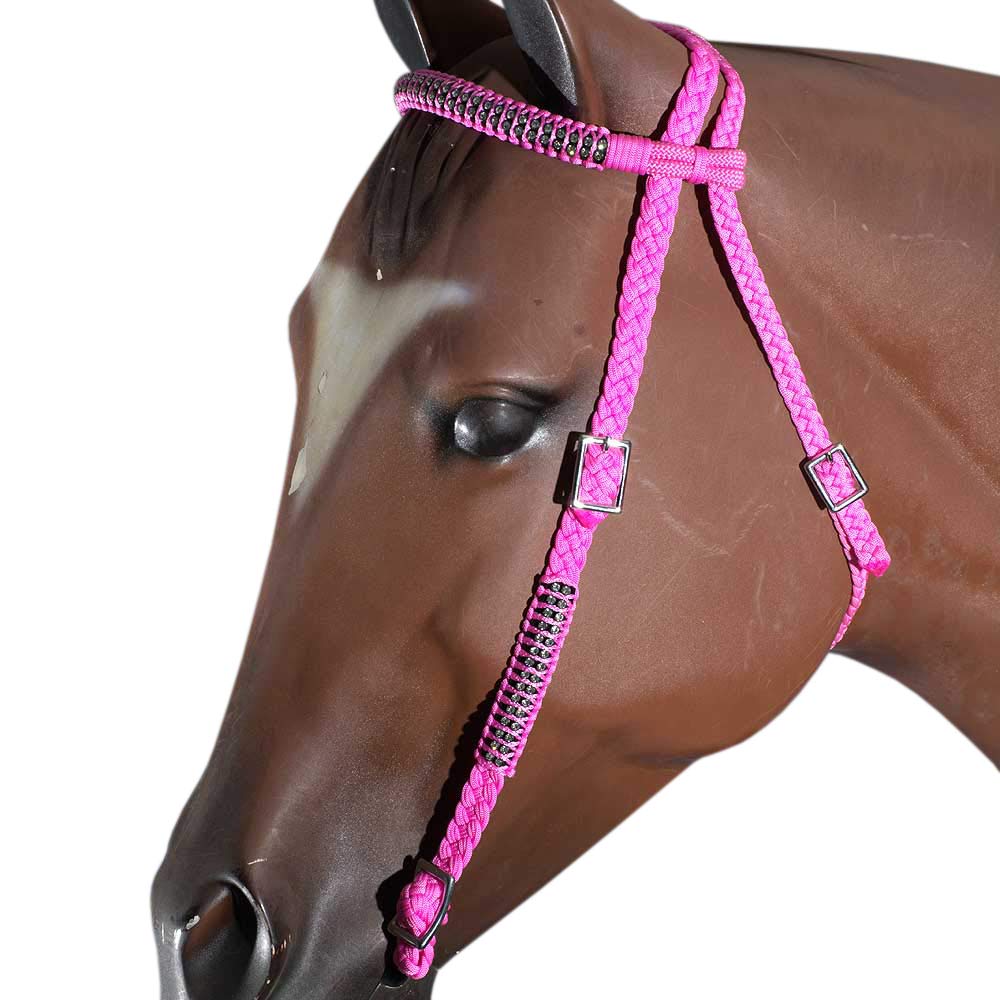HILASON Horse Bridle Headstall Flat Braided Paracord Crystal