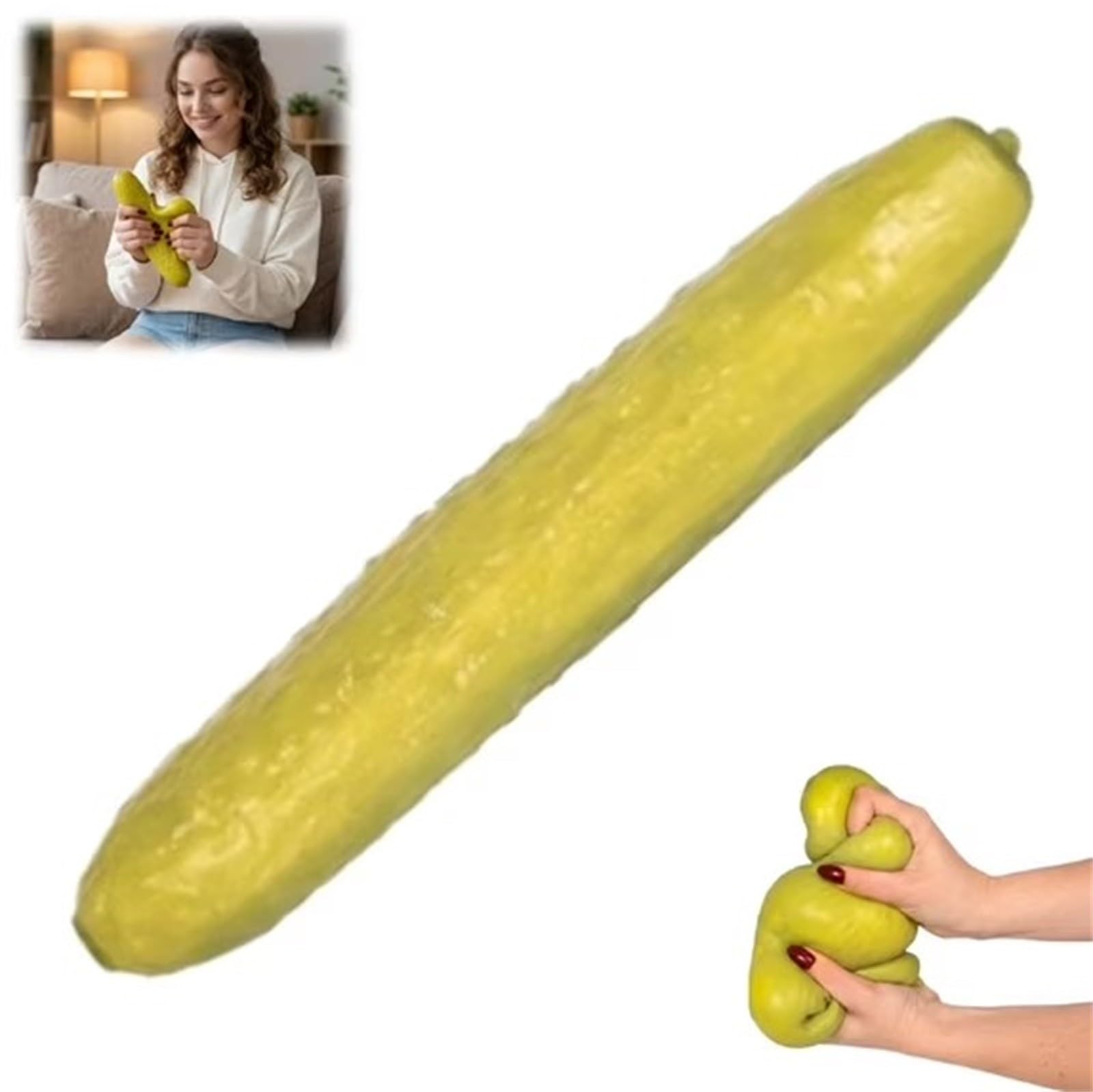 Pickle Squishy, Cheese Stress Ball Brain Squishy Realistic Design, Anxiety Relief Fidget Toy Sensory Toys For Adults & Kids (Pickle) — image 1