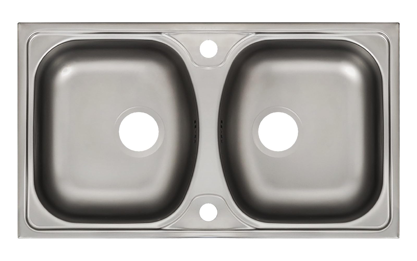 Edelstahlspüle Eckig Campingspüle 78 x 44 cm 2 Becken Edelstahlspüle Einbauspüle Aufbauspüle Spülbecken Spüle Küchenspüle