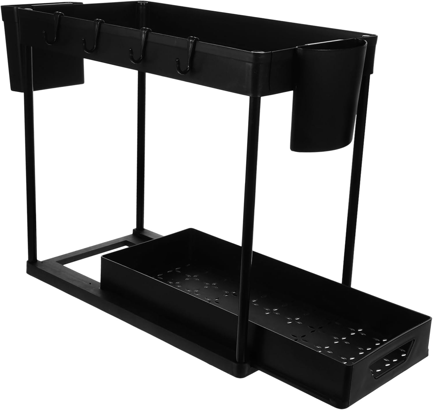 Unomor 2tier Sink Organizer Shelf Double Layer Pull Out Storage Rack for Kitchen and Bathroom Space Saving Spice Rack Chopstick Holder Design