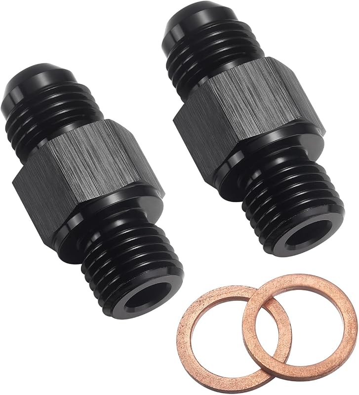 Adaptador para resfriador de transmissão 6AN macho para 1/4 NPSM Podavelle em alumínio preto – Kit com 2 unidades