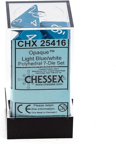Miniatura 3 de Chessex CHX25416 Juego Dice-Opaco Azul ClaroBlanco