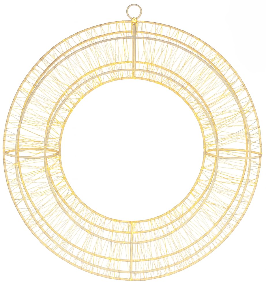 LED Metall Kranz Ø30cm mit 200 LEDs, Warmweiß, Hängekranz mit...