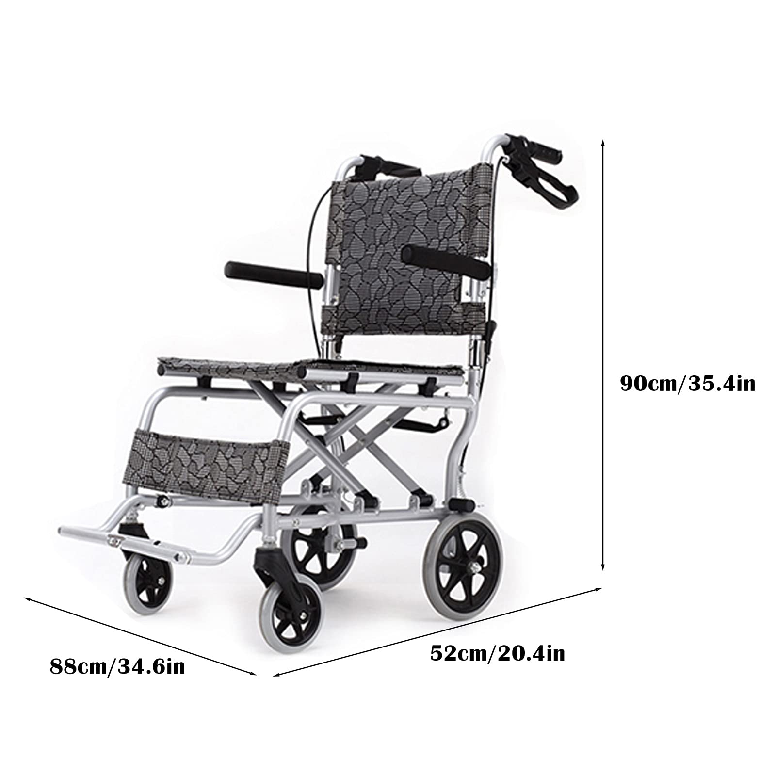 Rollstuhl Faltgerollstuhl ultraleichter Rollstuhlfahrer mit Fußstützen Tragbarer Kleiner Reise-Rollstuhl, geeignet for ältere und Kinder, 16,5 lbs Rollstuhl faltbar