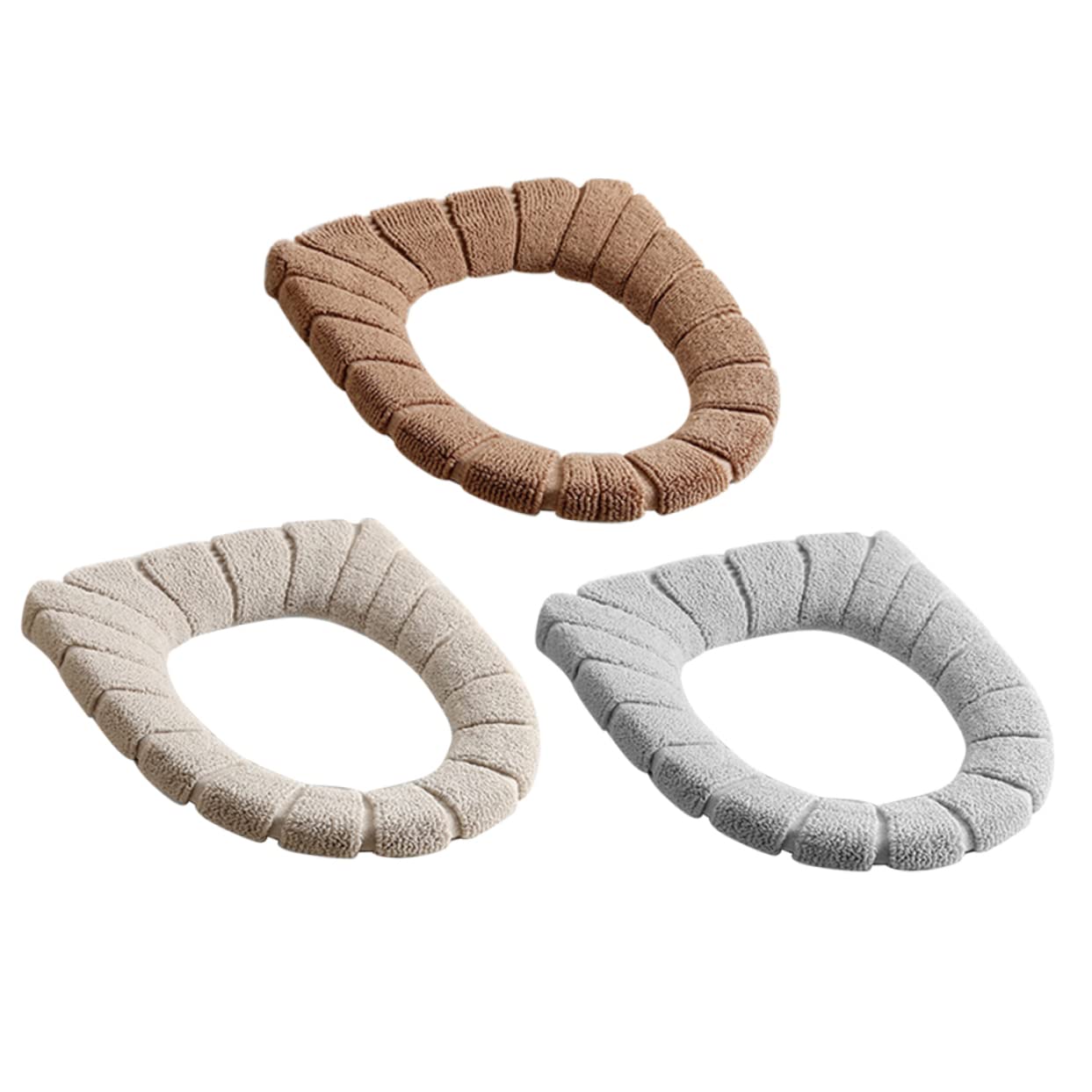 Alipis Toilet Seat Cushion 3pcs Universal Covers Elastic Washable Warm Cozy for Your Round Toilet Seat Random