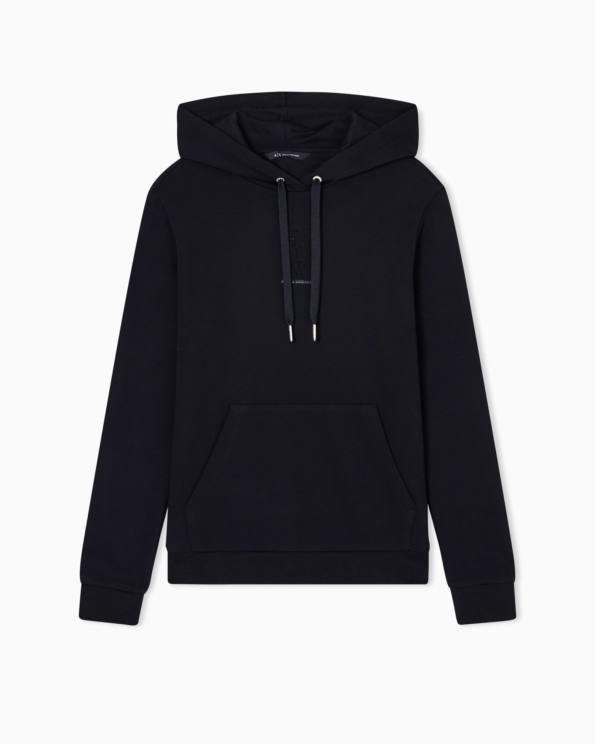 Armani Exchange Sudadera para Mujer con Logotipo Frontal en Tono, Negro, L