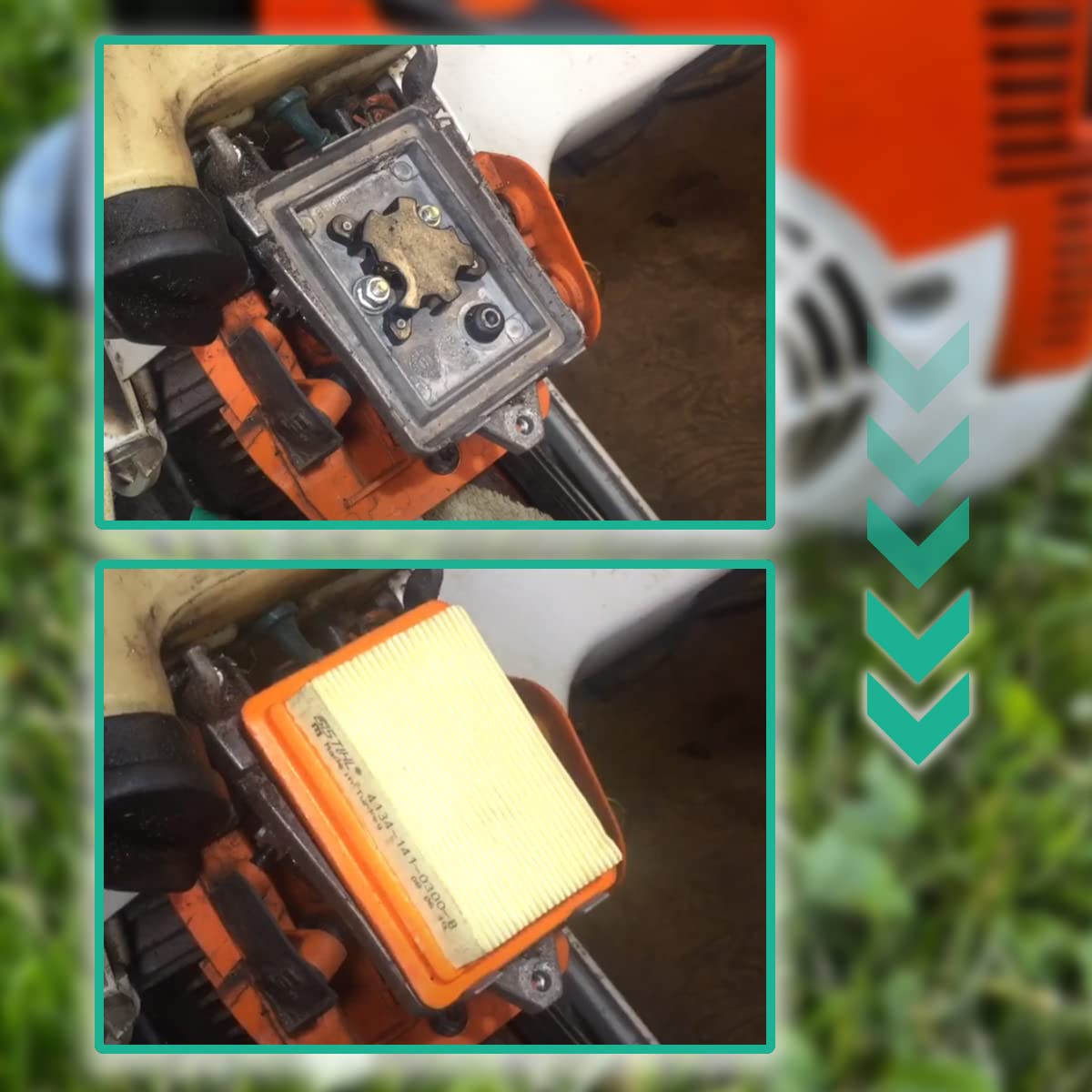 ZAMDOE Zestaw filtra powietrza do STIHL FS120 FS200 FS250 FS300 FS350 FS400 FS450 kosiarka spalinowa z filtrem zapłonowym podkładem Blub uszczelnieniem przewodu paliwowego
