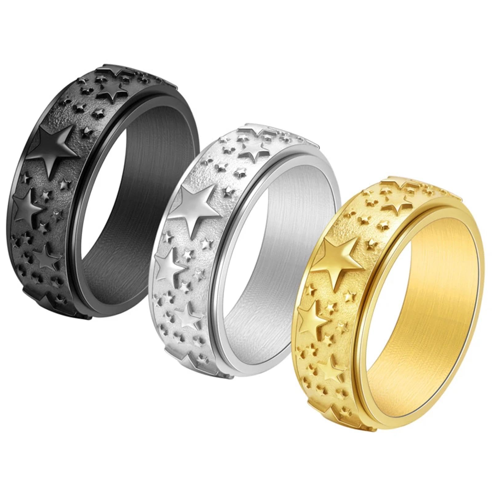 Ring Ringe Damen Bijouterie Herren Edgy Pentagramm Spinner Ring Hypoallergen Drehbarer Schmuck Unisex Fidget Band Für Stressabbau Gothic