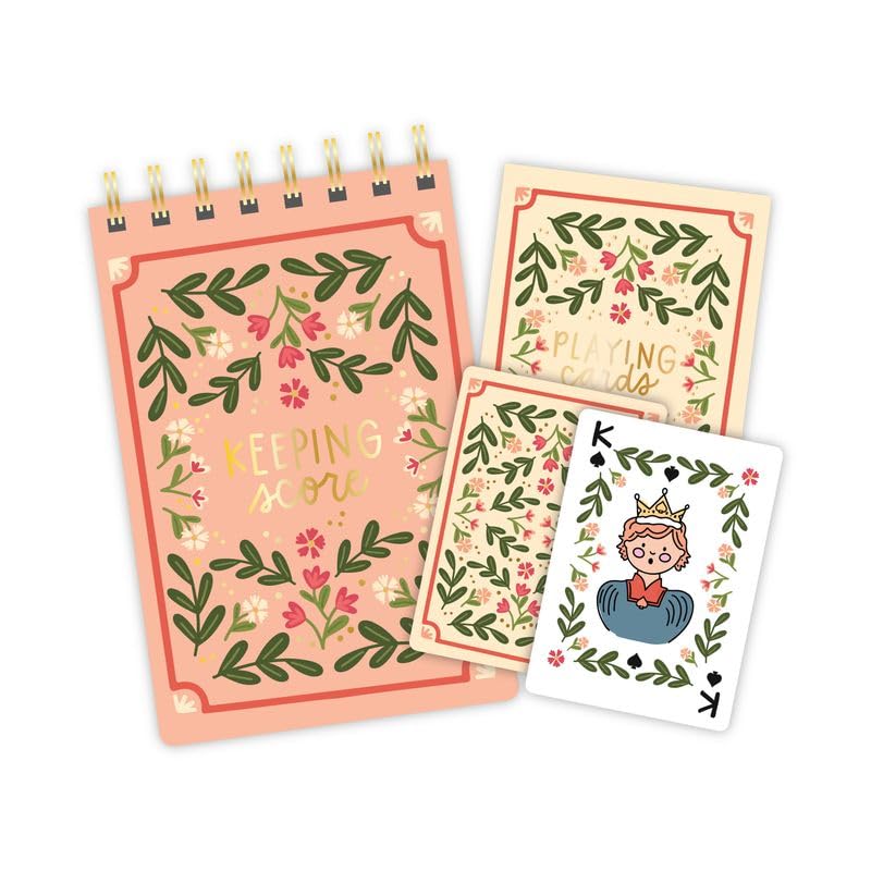Set Naipes Póker Floral con Libreta Puntuación 52 Cartas