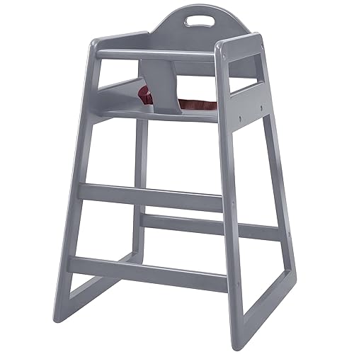 LA Baby - Silla alta de madera maciza apilable de grado comercial para restaurantes y uso doméstico, color gris