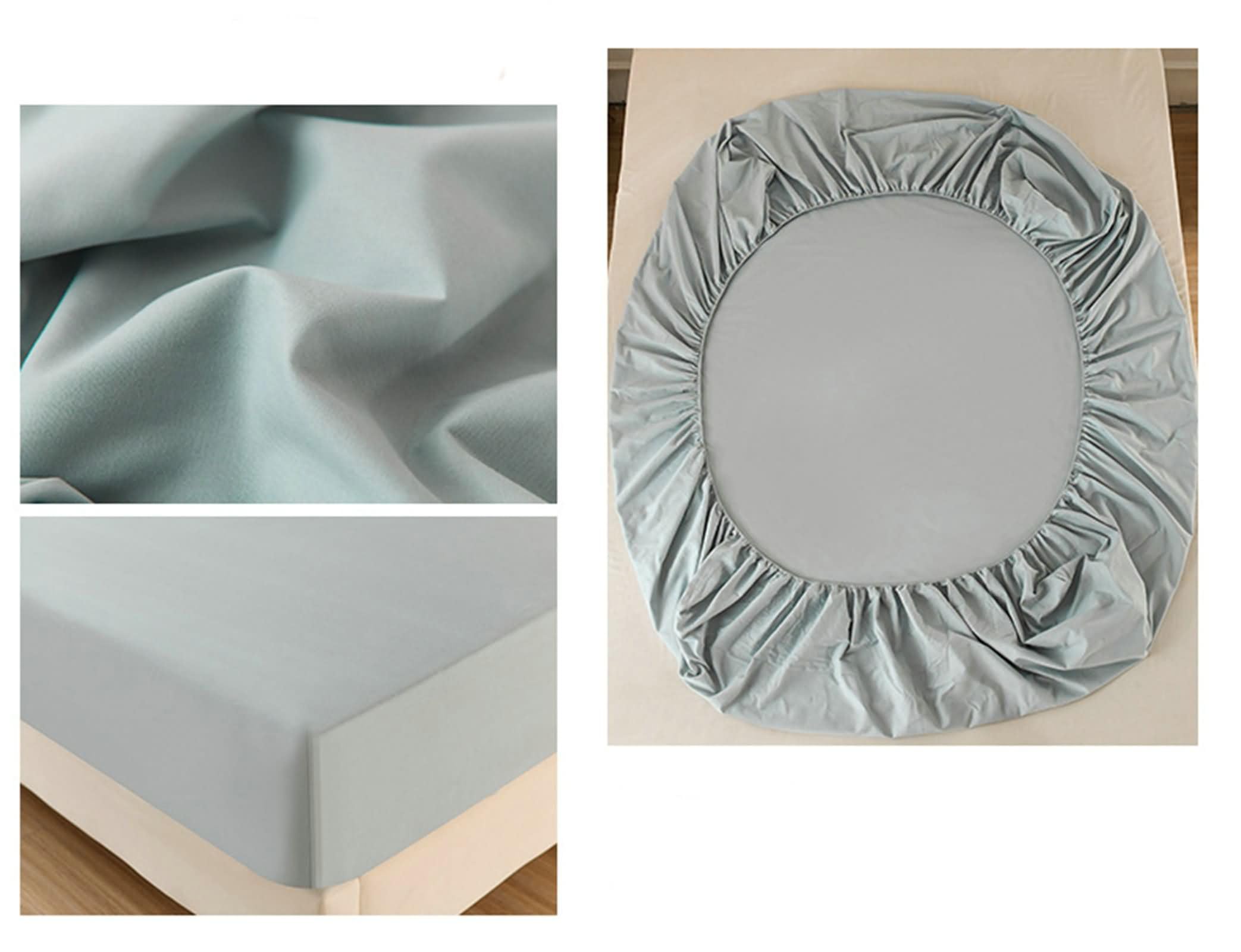 Daesar Fundas Bajeras y 1 Funda Almohada,Sábanas Bajeras Algodón Color Sólido Ropa Cama Azul Claro,120 x 200 cm