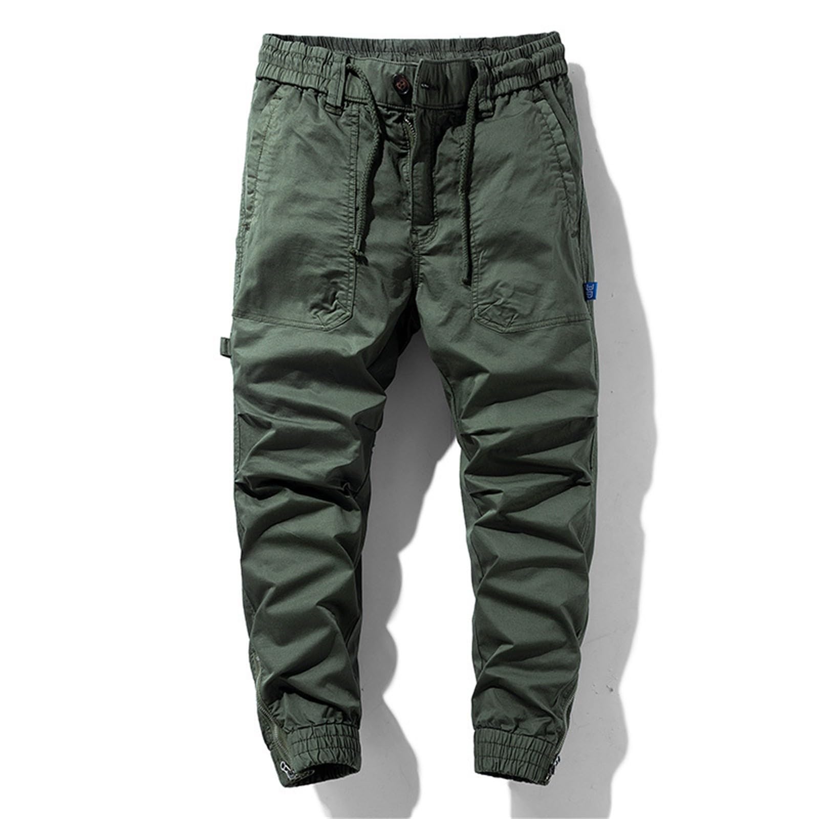Cargohose Herren Bequem Chinohose Lang Bergsteigerhose Leichte Tactical Hose Baggy Trekkinghose Freizeithose Elastische Taille Mit Kordelzug Laufhose Hosenbeine Mit Schrumpfdesign