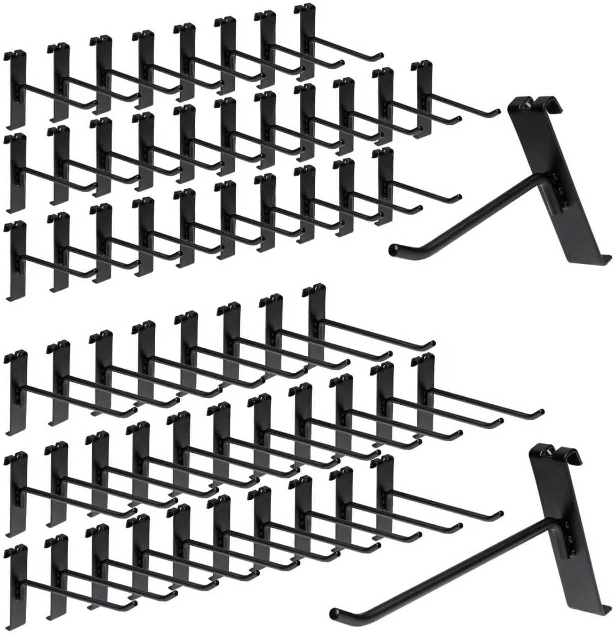 60 Pack Grid Wall Display Hooks, Metal Gridwall Accessories for Retail Stores, Trade Shows, Art and Craft Displays (Black, 4/6 Inch)