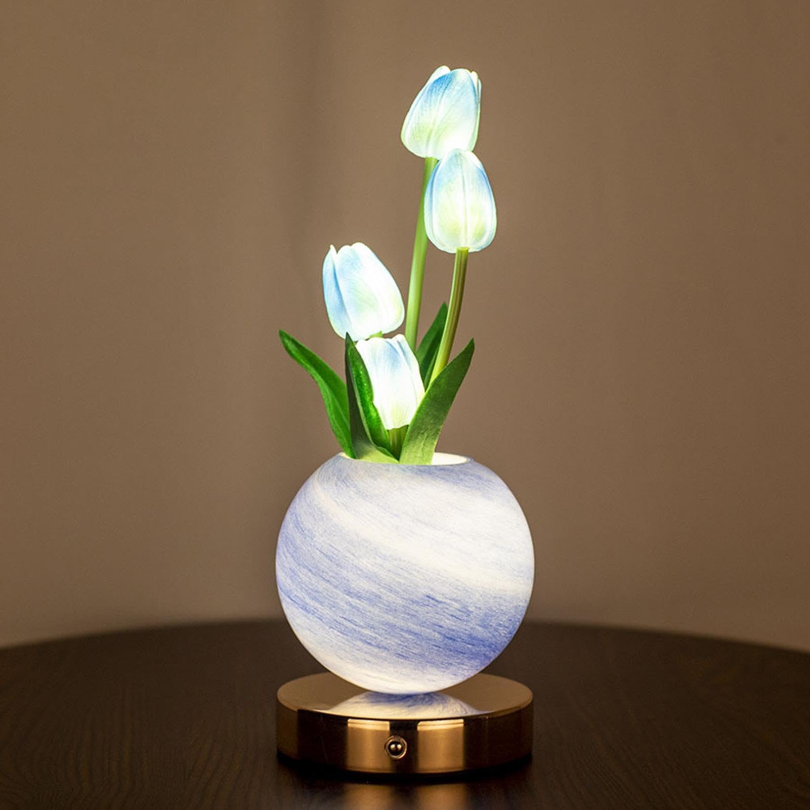 Lampa Biurkowa Kwiatowa 3 Kolory Ściemniana Ładowalna USB Bezprzewodowa