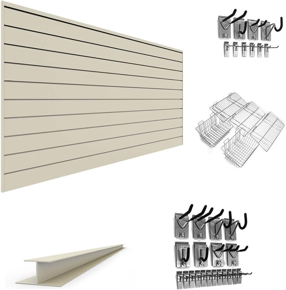 Proslat 33737K PVC U-Turn Slatwall Wall Storage Bundle, Sandstone
