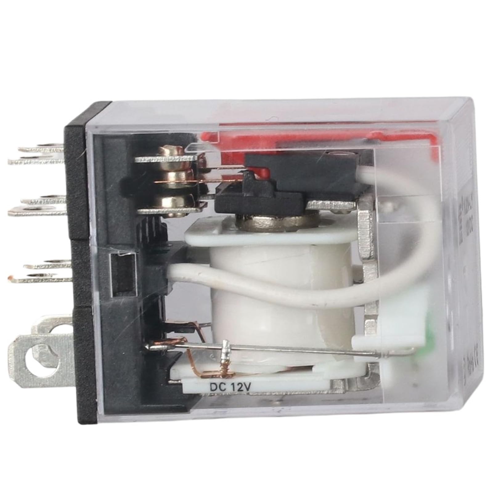 Relé de potencia electromagnético de 8 pines y 10 amperios, ampliamente utilizado con bobina de relé de base de zócalo, indicador LED de 12 V, de riel DIN