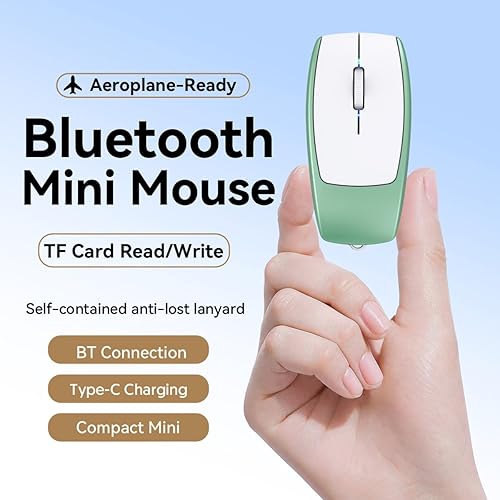 Miniatura 3 de Ratón inalámbrico con Bluetooth de dedo pequeño con lector de tarjetas TF, bolsillo silencioso, portátil, portátil, compacto, USB, portátil,