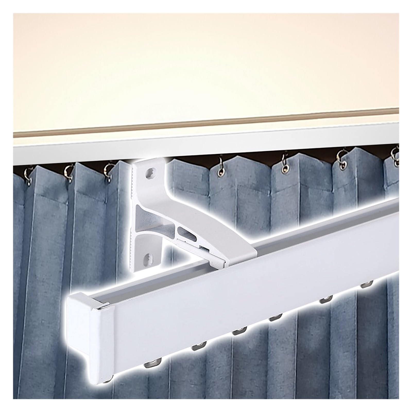 Double rail à rideaux avec caisson de cantonnière noir 300cm fixation murale