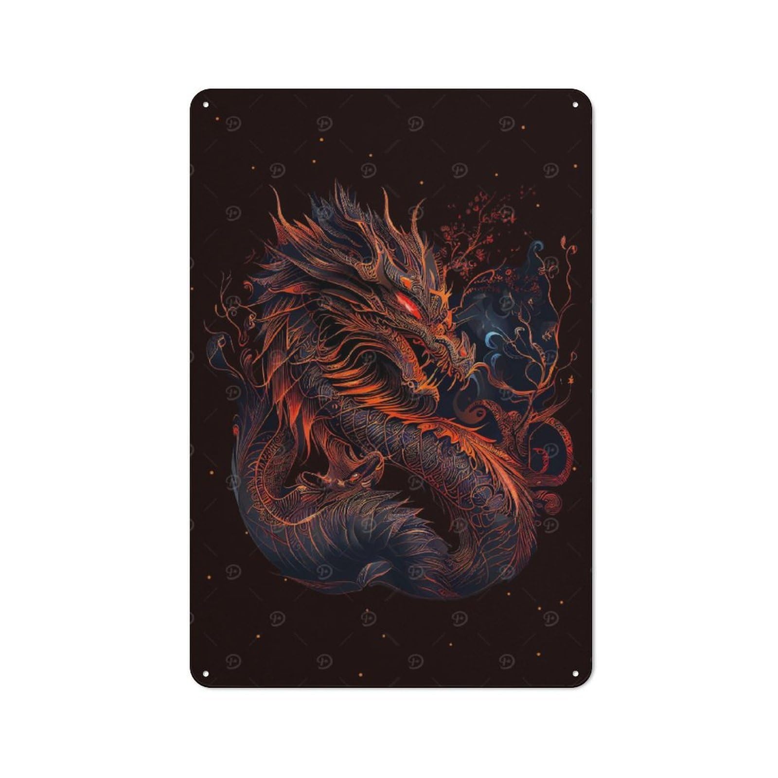 Nostalgic Chinese New Year Dragon Metal Wall Sign 30x20cm, Classic Pub Decor for Bar, Kitchen, Garage Or Games Room