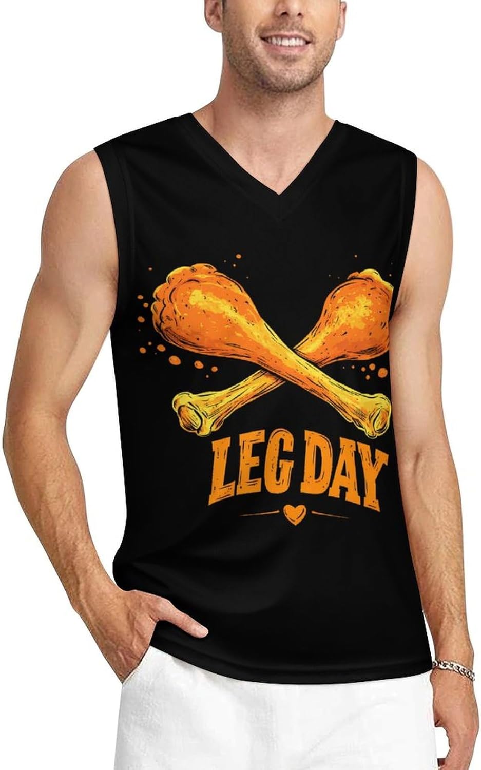 Leg Day Thanksgiving Day Men's V-Neck Basketball Tank Top Sleeveless Workout Tank Shirts Gym Fitness Tees Vest