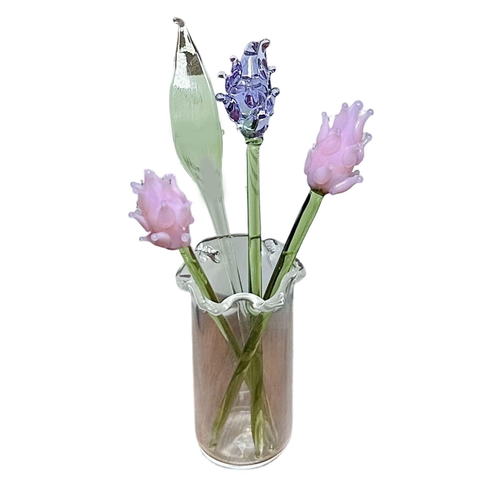 Whoasyst Clear Glass Vase Decoration with Colored Glaze Flower for Home Flower Arrangement Anniversary Wedding Table Centerpieces Glass Vase