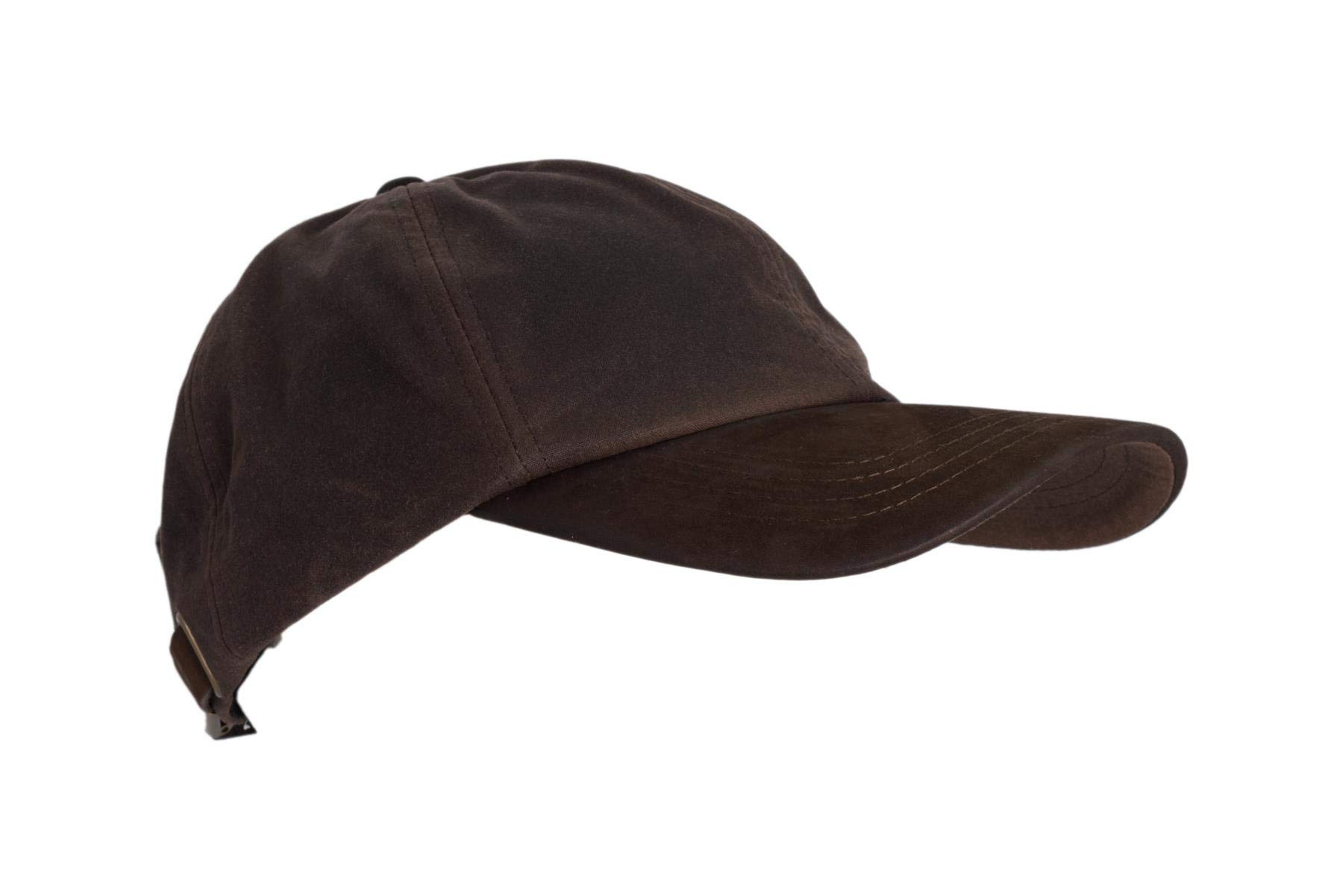 Walker & Hawkes - Uni-Sex Wax Stallington Baseball Cap 100% Waxed Cotton Suede Leather Peak - One-Size - Brown