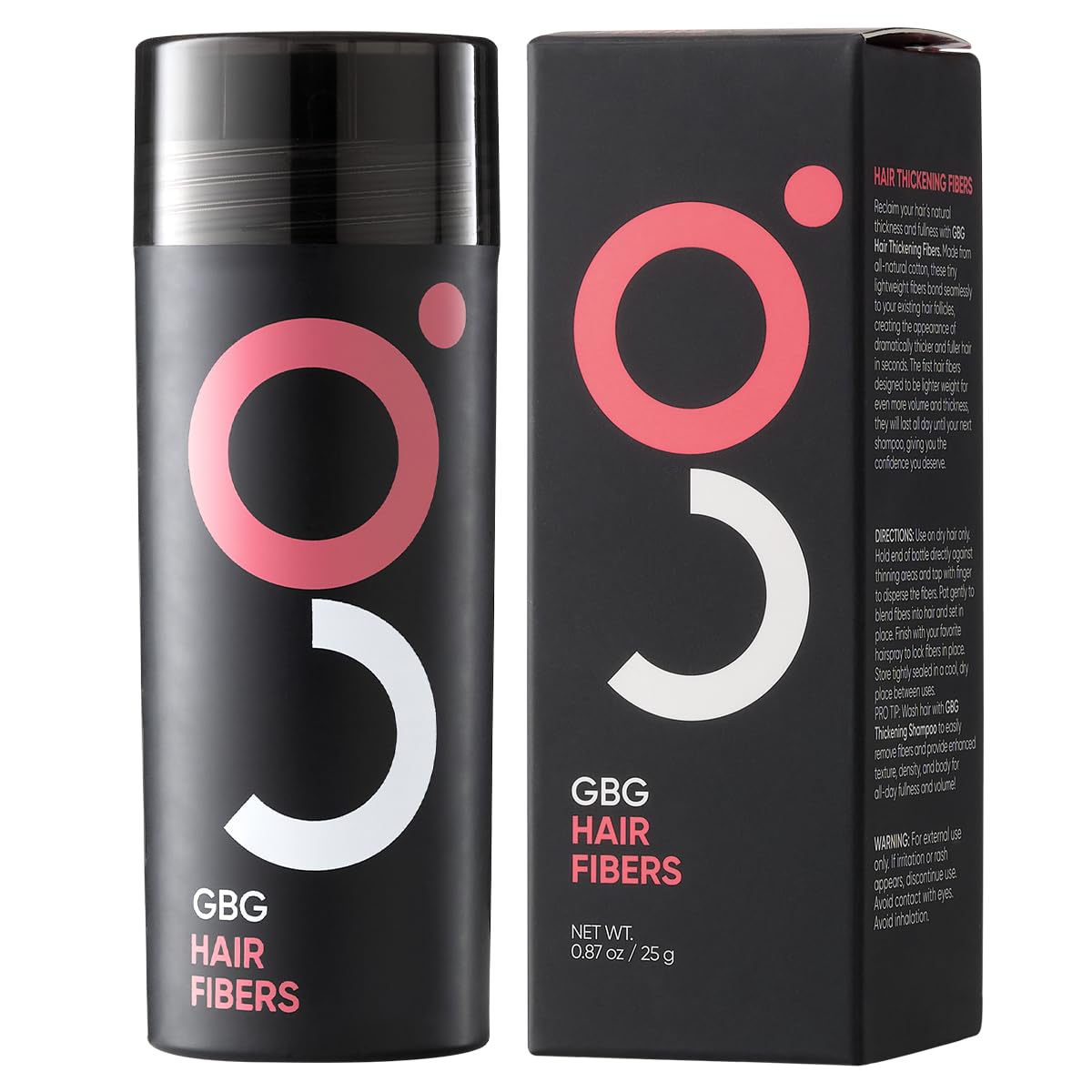 GBG Hair Fibers for Thinning Hair Bald Spots Dark Brown - 25g Bottle - Conceals Hair Loss -