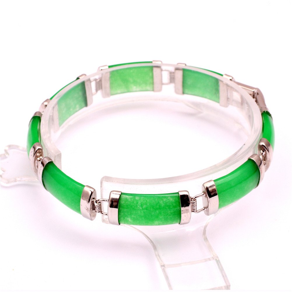 SHG Store Fashion Jewelry Rectangle Stone Beads Gold Plated Link Bracelet 7"