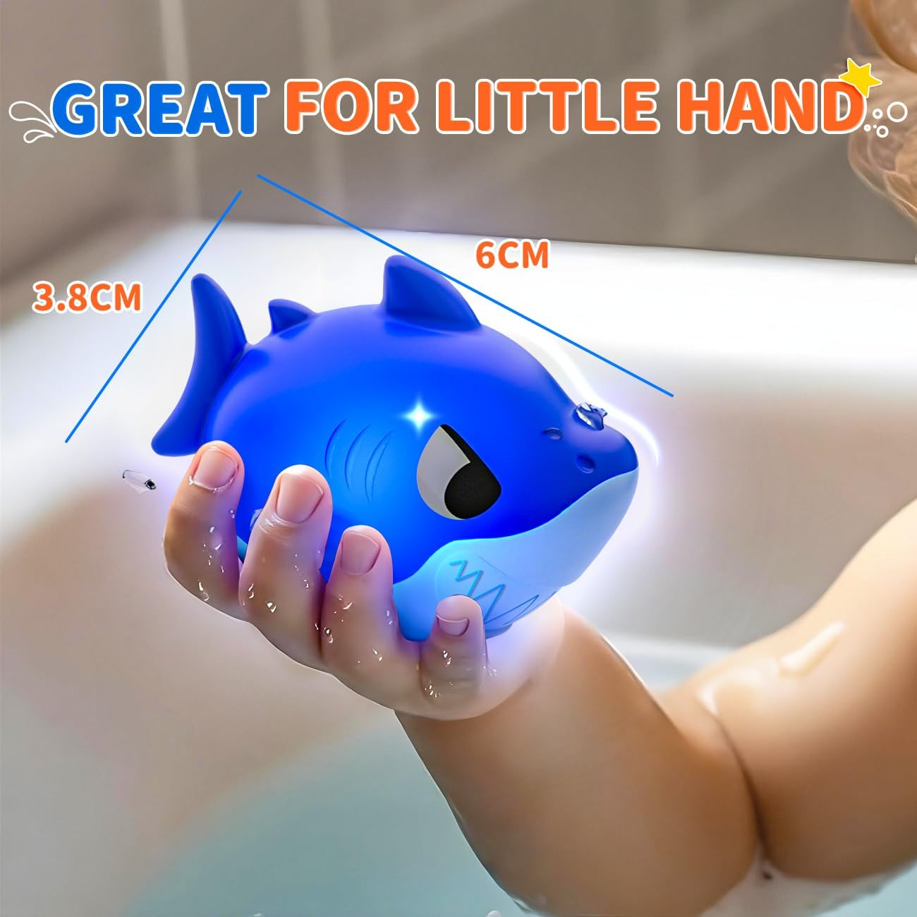 6 Packs Light Up Bath Toys for Kids Ages 1-3, Sea Animals Bathtub Toys for Baby 12-18 Months Toddlers 2-4, Water Activated Pool Toys for 1 2 Year Old Boy Girl Gifts
