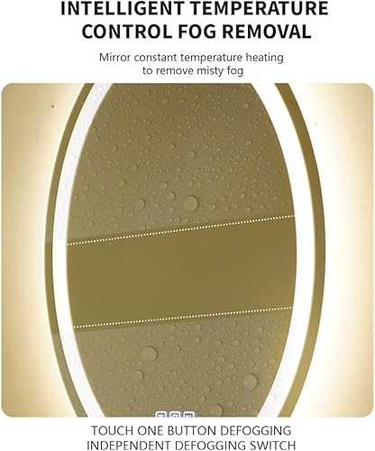 Miniatura 6 de Ellipse 20 x 28 pulgadas, espejo LED ovalado inteligente con luces para baño, espejo de tocador iluminado frontal, montado en la pared, antiniebla,
