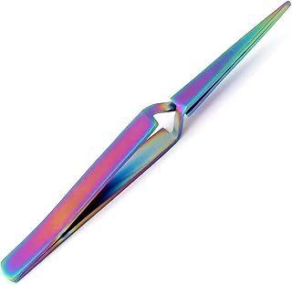 AAPROTOOLS Stainless Steel Multi Rainbow Color 3D Eyelash Extension Tweezers X Type FINE Point 4.5