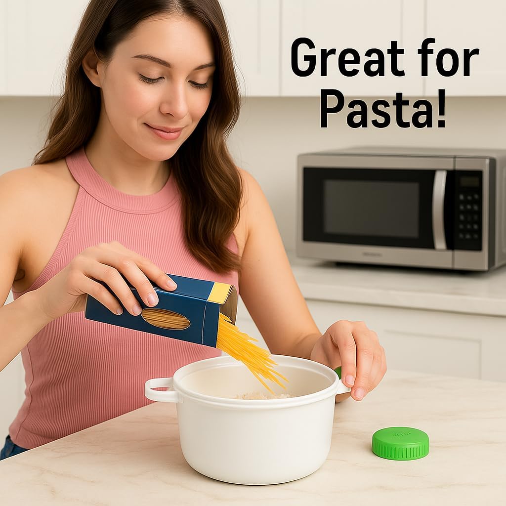 Microwave Pressure Cooker Steamer – 2.8L BPA-Free Microwave Rice & Vegetable Cooker – Quick Healthy Meals for Meats, Fish, Poultry – With Rice Spoon & Measuring Cup – Fast Dinner Solution