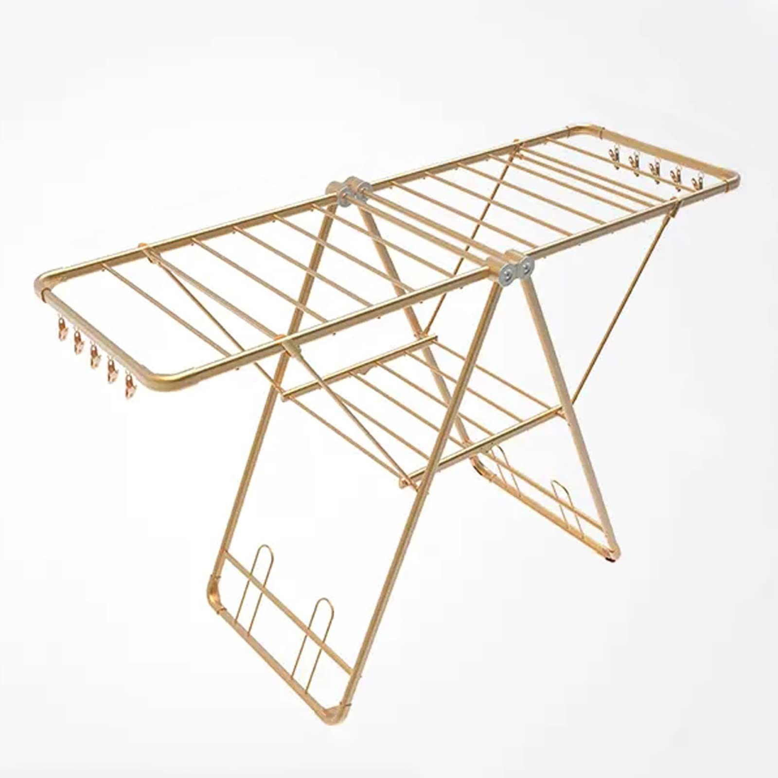 EYRMQWJPC Foldable Clothes Airer， Portable Foldable Clothes Drying Rack Aluminum Adjustable Multicolor 130cm,160cm(Gold,160cm)