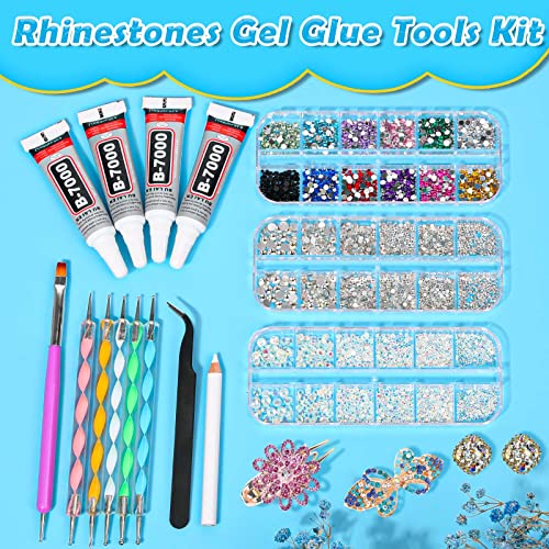 shynek B7000 Jewelry Glue with Rhinestones for Crafts, 6300Pcs Rhinestones with Gems Adhesive for Shoes Cloth Fabric with Picker Pencil for Crafting Diamond Art Graduation Cap Decorations by shynek - Used condition - Image 3