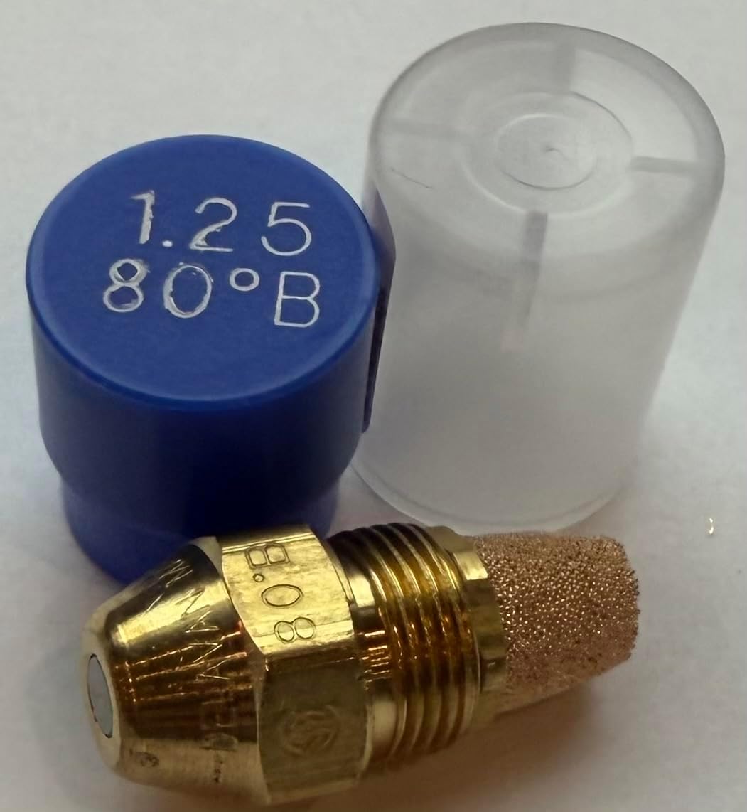 Four Pack - Oil Burner Nozzle, 1.25 80 B, Solid Spray Blue Cap 1.25 80 B Oil Nozzle 1.25 Gallons per minute with a 80 degree Solid Spray