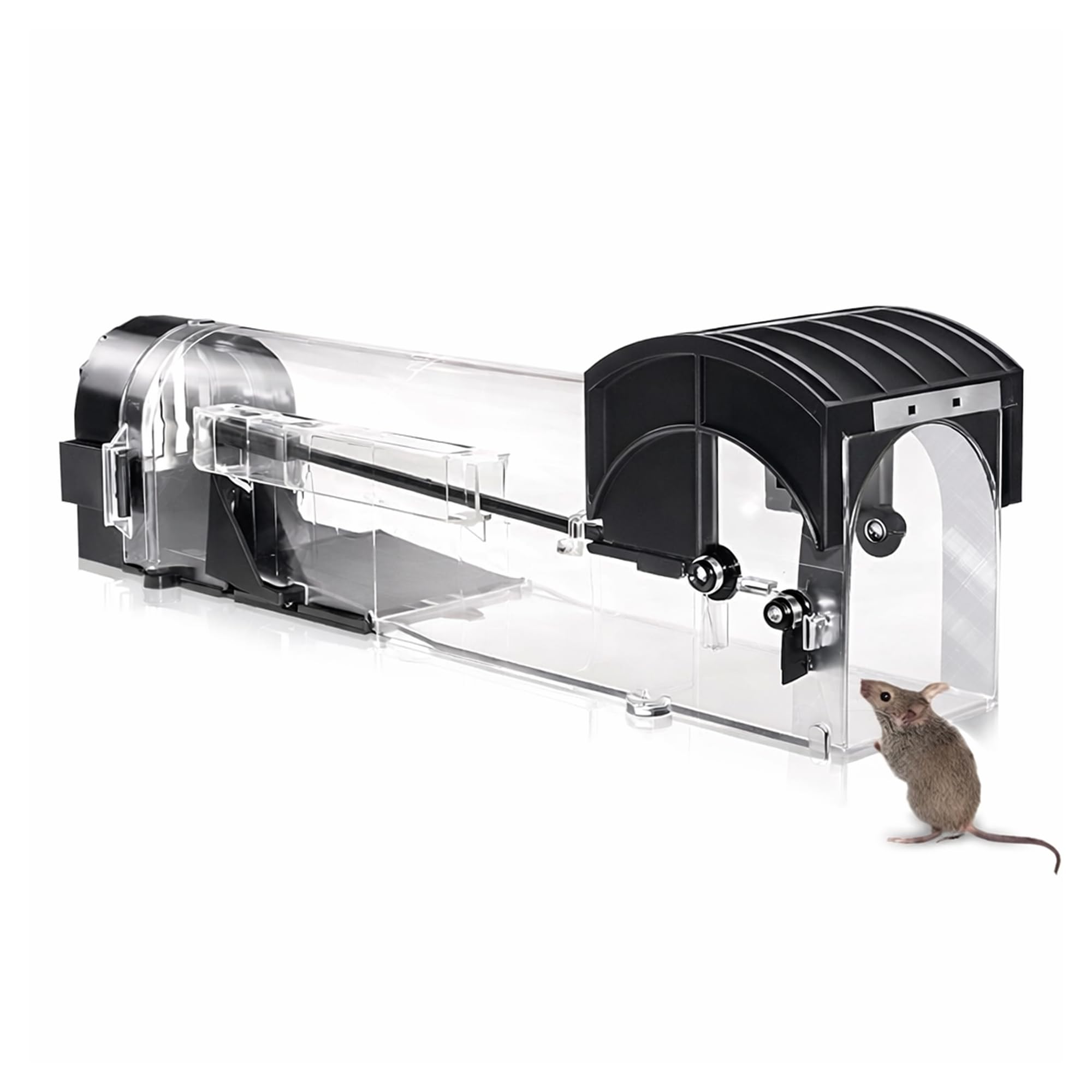 Evafly Rat Trap Cage for House Garden Patio, 32 cm Humane Mouse Trap Enlarged No Kill Reusable Catch and Release Smart Rat Catcher Trap for Home, Rodent Trap for Mice, Pets, Rodents - Black-image-7