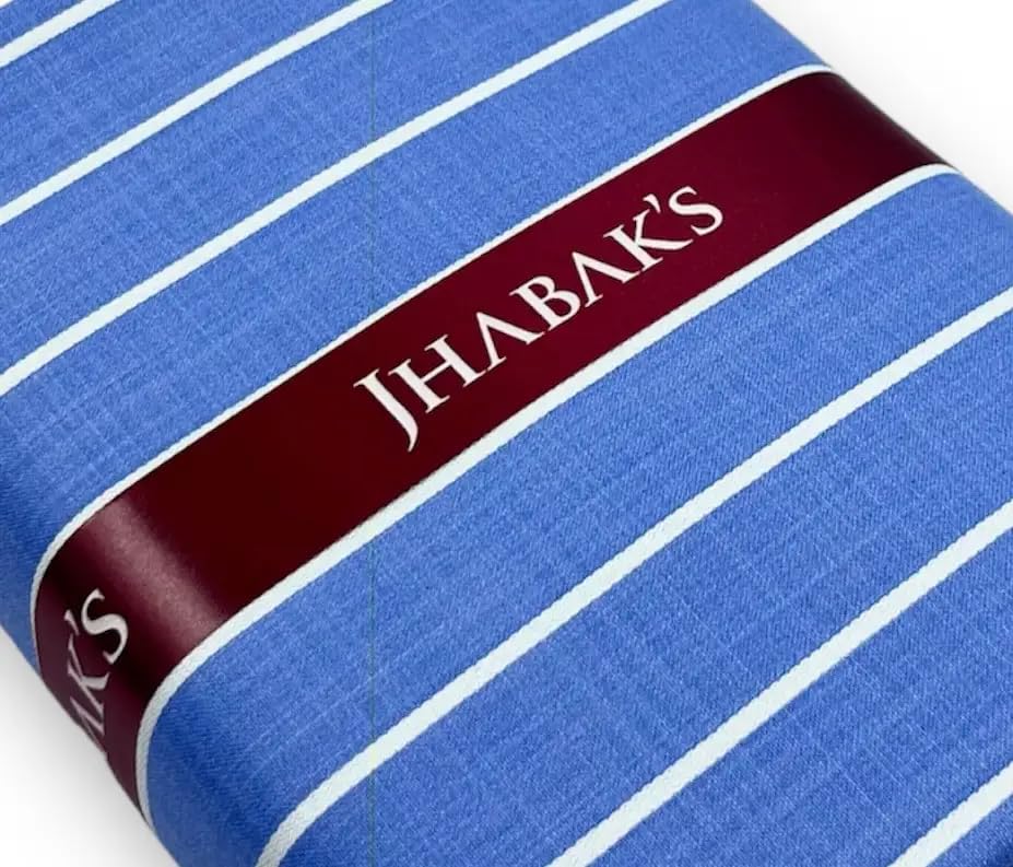 Image of JHABAK'S Unstitched Premium Cotton Blend Strip Shirt & Trouser Fabric - 2.25 Meter Shirt Cloth - 1.30 Meter Pant Piece (Set of 2)