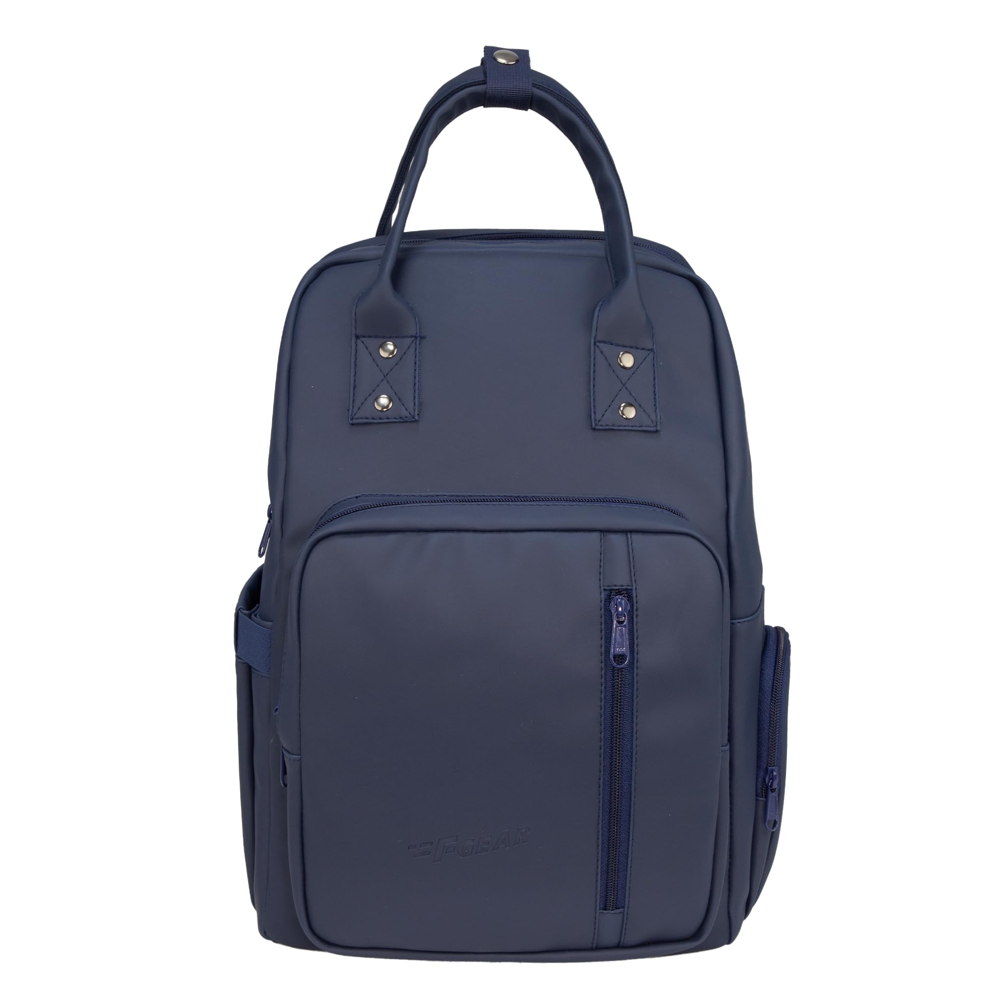 f gear Senna Nvy Blu 22L Laptop Backpack| Fits 14" Laptop | 2 Compartments| Artificial Faux Vegan Leather Bag| 4 Pkts| Organizer| Gifts for Men Women Casual/College/School/Corporate/Office/Travel Bag-picture-30