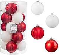 Vista 23 de Every Day is Christmas - Juego de adornos de Navidad de 50 unidades de 2.24 pulgadas (57 mm), juego de adornos inastillables para el árbol de rojo