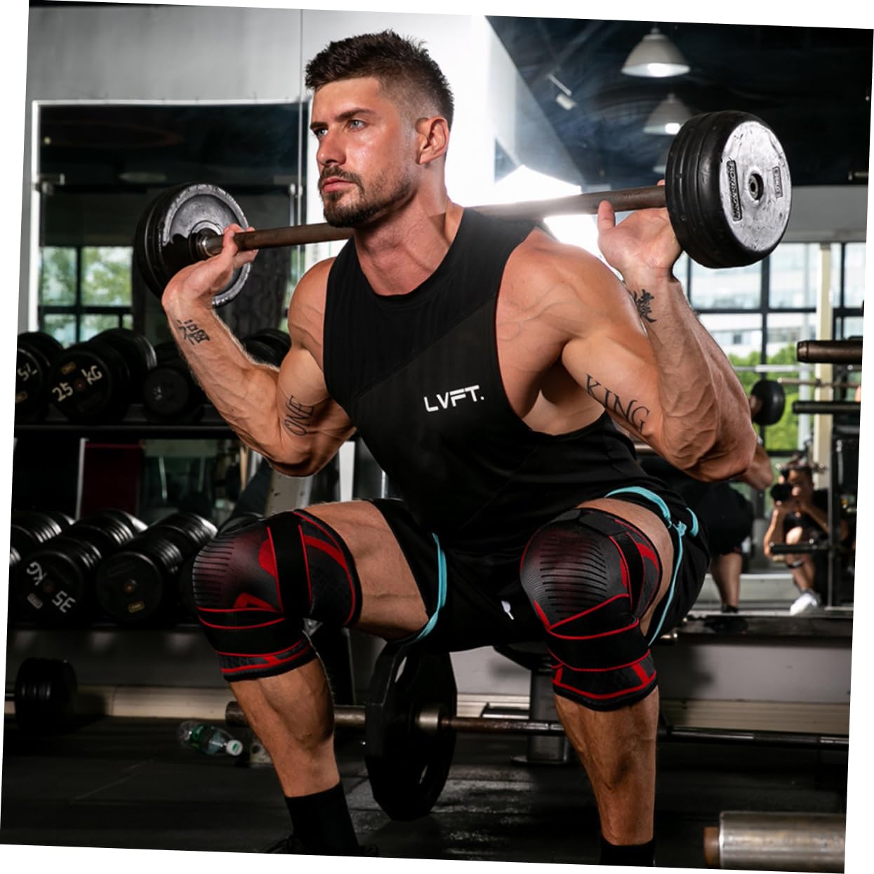 COLLBATH Running Basketball Leg Brace Compression Knee Pad Knee Sleeves (size L)